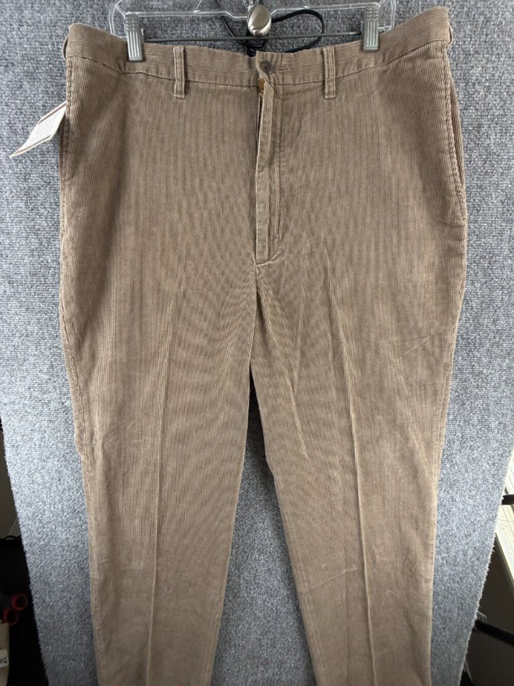 NWT Haggar Brown Corduroy Pants Men 38x34 Soft All Cotton Expandable Waistband